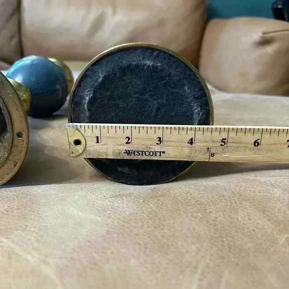 Two Vintage Brass Lamp Bodies Blue And Gold Not Wired - Picture 7 of 8